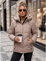Dámska zimná prešívaná bunda s kapucňou, béžová, FashionStreet TY5753