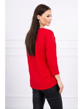 Blúzka s grafikou dievčatá v 3D okuliaroch červená