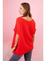 : Mušelínová blúzka s náhrdelníkom - červená