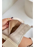 Zazoo 60490 Kožené zateplené čižmy s dekoráciou Light Beige