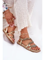 Sandały Damskie Ze Zdobieniem Wąż Eko Skórzane Artiker 56C1362 Złote