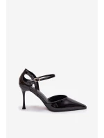 Lakované lodičky s páskem černé Tarilin