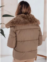 Dámska prešívaná krátka bunda s kožušinou FashionStreet camel TY5069