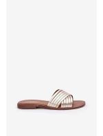 Skórzane Damskie Klapki Lewski Shoes 3682 Złote