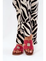 Płaskie Klapki Z Wycięciami I Ozdobą Fuksja Bohalis