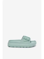 Klapki Damskie Piankowe Na Platformie Z Klamrą Zielone Viasara