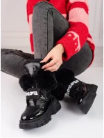 Moderné čierne snehové topánky bez podpätku pre ženy Moderné čierne snehové topánky bez podpätku pre ženy