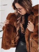 Dámska kožená bunda s kožušinou hnedá FashionStreet TY5129 Dámska kožená bunda s kožušinou hnedá FashionStreet TY5129