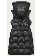 Čierna vypasovaná vesta s kapucňou (B8173-1)