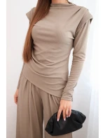 Dámsky bavlnený komplet s blúzkou a širokými nohavicami fango