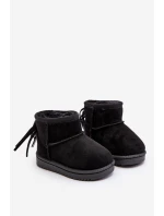 Dziecięce Ocieplane Botki Śniegowce Z Frędzlami Czarne Mikyla