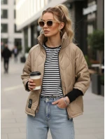 Dámska prešívaná prechodná bunda v ťavej farbe FashionStreet TY5543 Dámska prešívaná prechodná bunda v ťavej farbe FashionStreet TY5543
