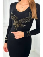 Pletené šaty s motívom orla čierne Pletené šaty s motívom orla čierne