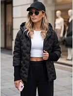 Dámska prešívaná bunda s kapucňou, čierna, FashionStreet TY5871 Dámska prešívaná bunda s kapucňou, čierna, FashionStreet TY5871