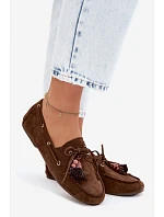 Dámské mokasíny s třásněmi a korálky Hnědé Teresa