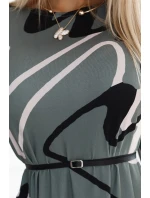 576-1 Svetrové šaty s opaskom - OLIVE v čiernej a béžovej farbe 576-1 Svetrové šaty s opaskom - OLIVE v čiernej a béžovej farbe