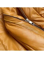 Prešívaná bunda v horčicovej farbe s kapucňou (6366)