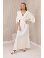 Mušelínové šaty s výšivkou v páse svetlo béžovej farby