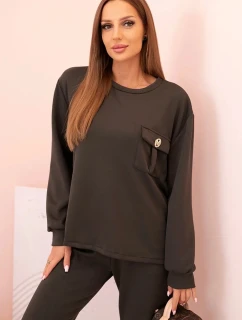 Dámska maslová mikina a nohavice s khaki gumou