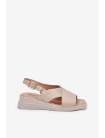 Sandały Damskie Na Koturnie Z Eko Skóry Złote Quilara