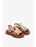 Dziewczęce Sandałki Z Ozdobnym Detalem Złote Serina