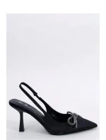 Dámske saténové lodičky s otvorenou špičkou K217 Black - Mix Feet