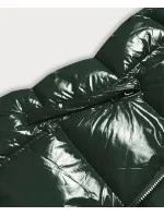 Zelená lakovaná dámska vesta s kožušinou (DK027-38)