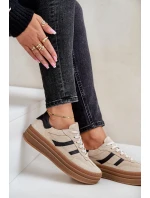 Zazoo N1176 Zamszowe Sneakersy Na Platformie Beżowe