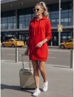 Dámska dlhá mikina s kapucňou oversize TIMMY červená FashionStreet EY1935 Dámska dlhá mikina s kapucňou oversize TIMMY červená FashionStreet EY1935