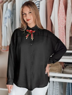 Dámske nadrozmerné dlhé tričko s mašľou LOSANDO black FashionStreet DY0453