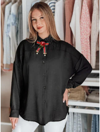 Dámske nadrozmerné dlhé tričko s mašľou LOSANDO black FashionStreet DY0453 Dámske nadrozmerné dlhé tričko s mašľou LOSANDO black FashionStreet DY0453