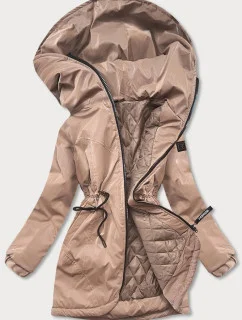Béžová dámska bunda s kapucňou (B8105-46)
