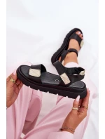 Dámske kožené sandále na platforme Zazoo 40443 black