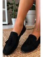 Dámske mokasíny s plochou podrážkou a strapcami Black Marilisse Dámske mokasíny s plochou podrážkou a strapcami Black Marilisse