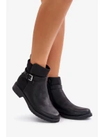 Ploché členkové topánky na podpätku s remienkom Black Sabamessa