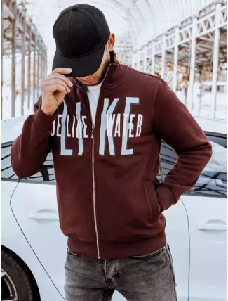 Pánska mikina na zips s bordovou potlačou FashionStreet BX5410