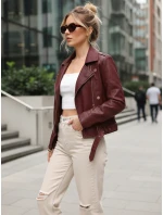 Dámske kožené ramonesky so zipsami bordové FashionStreet TY5640