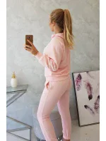 Tepláková súprava s kapucňou púdrovo ružová