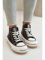 Zateplené dámske tenisky na platforme z ekokože Big Star Black