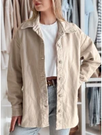Dámska prechodná oversize košeľová bunda KOSMOJACK j.beige FashionStreet TY4842 Dámska prechodná oversize košeľová bunda KOSMOJACK j.beige FashionStreet TY4842