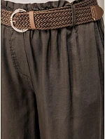 Dámske nohavice z lyocellu so širokými nohavicami, hnedé, FashionStreet UY3065 Dámske nohavice z lyocellu so širokými nohavicami, hnedé, FashionStreet UY3065