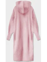 Bledo ružový dlhý vlnený prehoz cez oblečenie typu alpaka s kapucňou (M105) Bledo ružový dlhý vlnený prehoz cez oblečenie typu alpaka s kapucňou (M105)