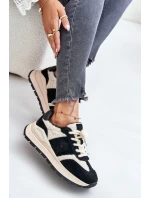 Ocieplane Sneakersy Damskie Skórzane Big Star OO274A318 HI-POLY SYSTEM Czarne