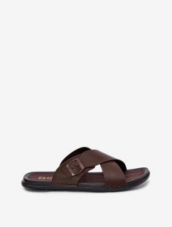 Skórzane Klapki Męskie Z Klamrą Big Star RR174077 Brązowe