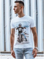 Pánske bavlnené tričko s potlačou biele FashionStreet RX5535