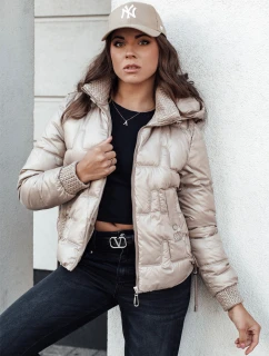 Dámska zimná bunda FASHWARM krátka prešívaná s kapucňou camel FashionStreet TY4638