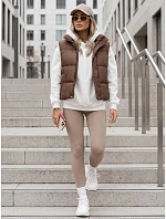 Dámska zateplená vesta bez kapucne, hnedá, FashionStreet TY5725 Dámska zateplená vesta bez kapucne, hnedá, FashionStreet TY5725