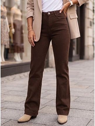 Dámske džínsy so širokými nohavicami a vysokým pásom, hnedé, FashionStreet UY3106