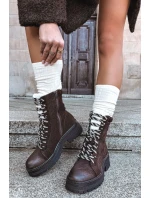 Dámské trapery boty z eko kůže čokoládové Bellora