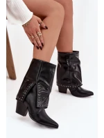 Kovbojky s obráceným kotníkem a zdobením zateplené Černé Inessia